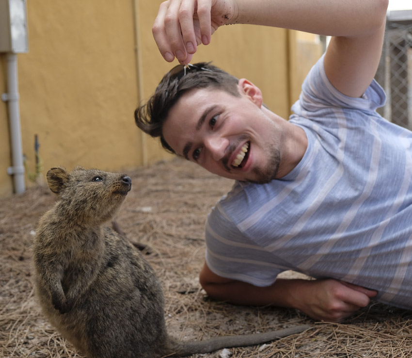 Quokka selfie with Gabriel Evans